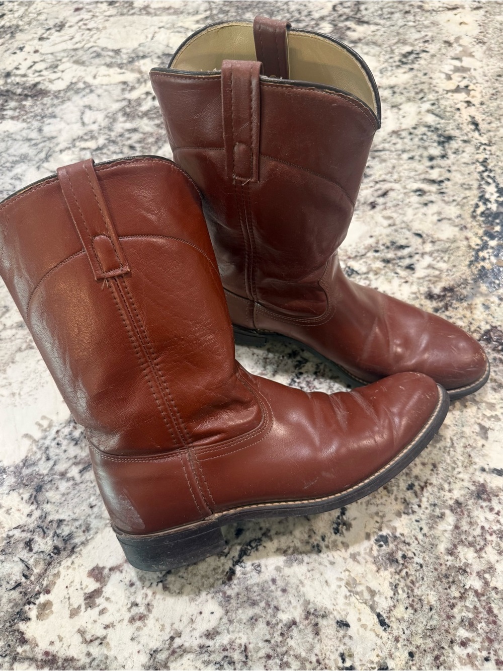 ACME Men's Western Pull-On Boots in Chestnut Brown